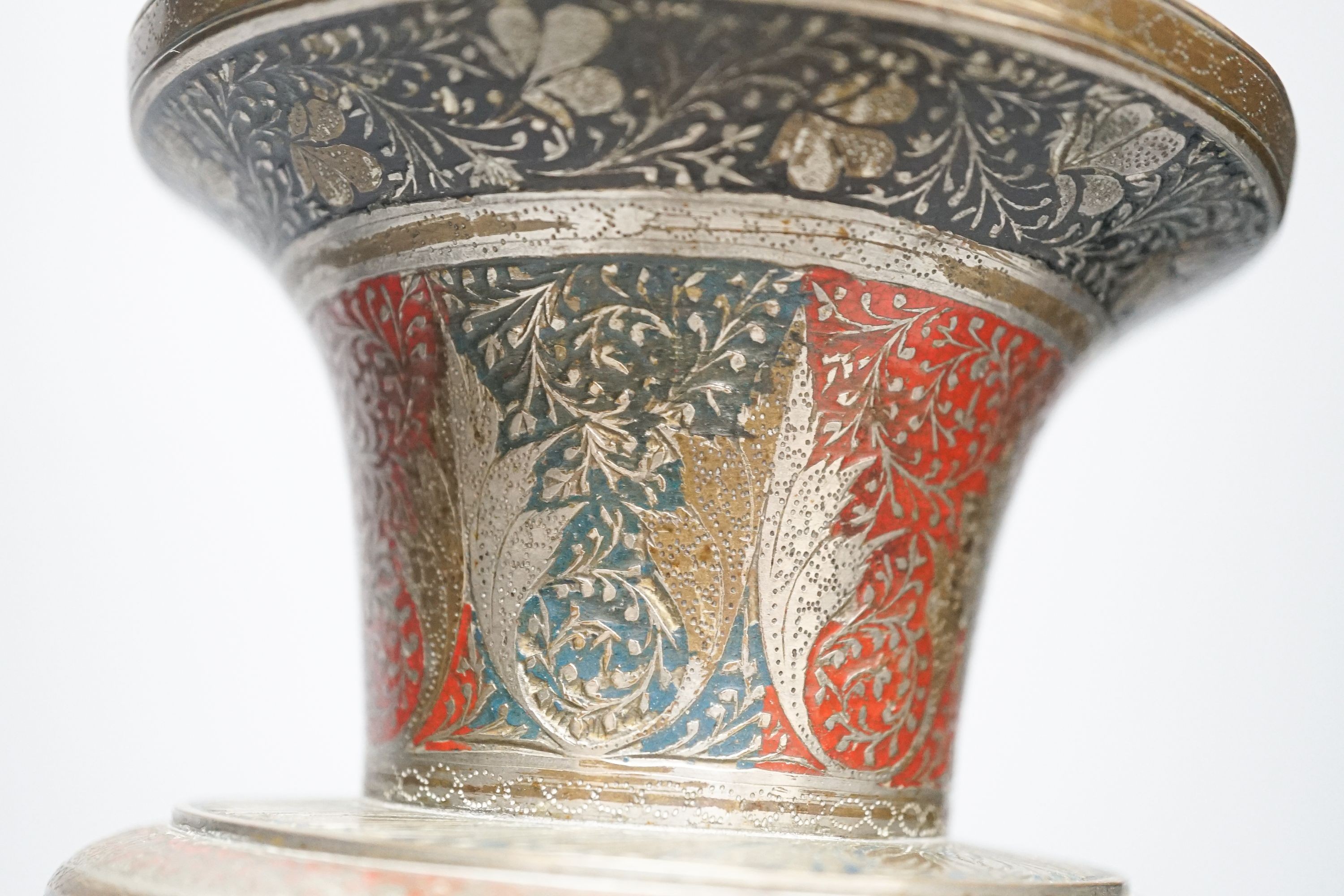 An Indian cast Benares ware vase 24cm